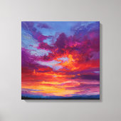 Fiery Orange Purple Abstract Landscape Canvas Prin (Voorkant)
