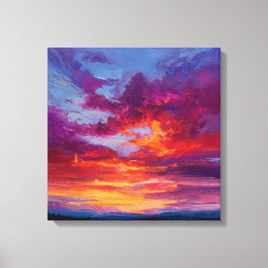 Fiery Orange Purple Abstract Landscape Canvas Prin (Voorkant)