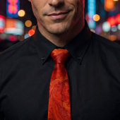 Fiery Orange Red Marble: Abstract Swirl Desgn Stropdas