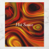 Fiery Oranje and Yellow Pattern Wijn Etiket (Enkel label)