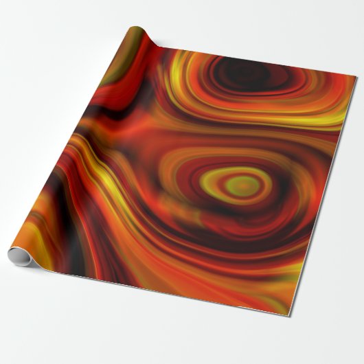 Fiery Oranje and Yellow Swirly Pattern Cadeaupapier (Uitgerold)