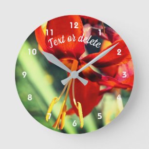 Fiery Oranje Daylily Flower Personalized Ronde Klok