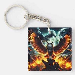 Fiery Owl Moonrise Sleutelhanger