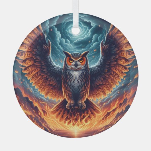 Fiery Owl Phoenix Ascension Glas Ornament (Voorkant)