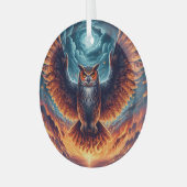 Fiery Owl Phoenix Ascension Glas Ornament (Voorkant links)