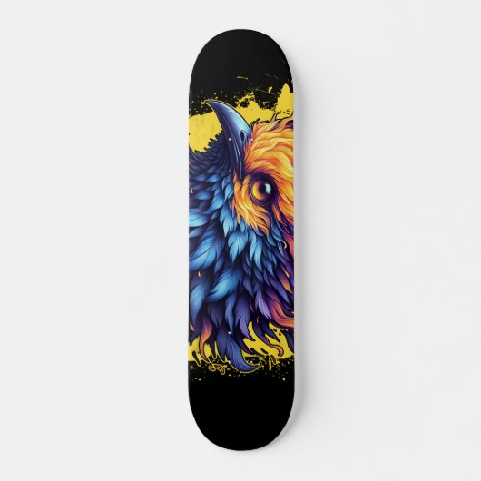 Fiery Phoenix Bird Art Skateboard (Voorkant)