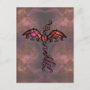 Fiery Phoenix Bird "Awake"  zwart design Briefkaart