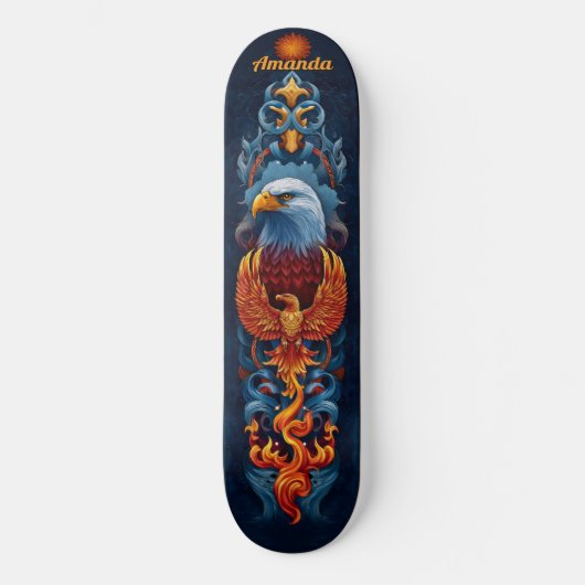 Fiery Phoenix Bird Skateboard (Voorkant)