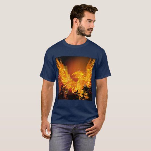 Fiery Phoenix-ontwerp (nr. P) T-shirt (Voorkant volledig)