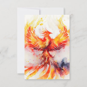 Fiery Phoenix verspreidt het is de Waterverf kunst Bedankkaart