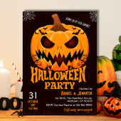 Fiery Pumpkin Jack o lantern bats Spooky Halloween Kaart