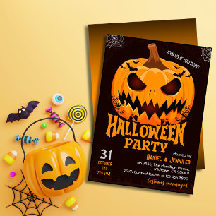Fiery Pumpkin Jack van lantaarnvleermuizen Spooky Kaart