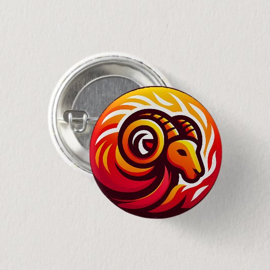 Fiery Ram Astrologie teken Ronde Button 3,2 Cm (Voorkant /achterkant)