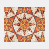 Fiery Red and Orange Starburst - Geometric Mosaic Fleece Deken (Voorkant (Horizontaal))