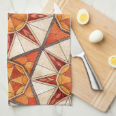 Fiery Red and Orange Starburst - Geometric Mosaic Theedoek (Quarter Fold)
