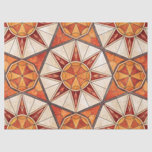 Fiery Red and Orange Starburst - Geometric Mosaic Tissuepapier (Voorkant)