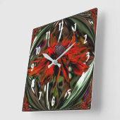 Fiery Red Daisy Abstract Flower Art Vierkante Klok (Hoek)