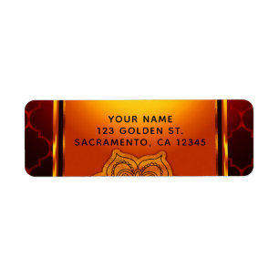 Fiery Red Gold Royal Indische Arabische Marokkaans Etiket