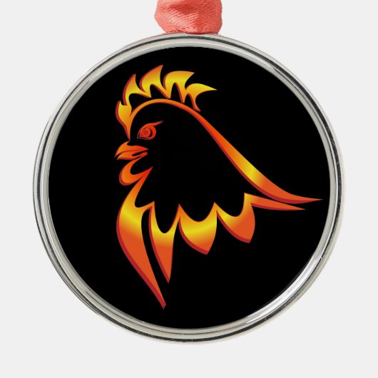 Fiery Rooster Metalen Ornament (Voorkant)