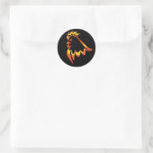 Fiery Rooster Ronde Sticker (Tas)