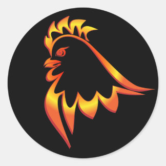 Fiery Rooster Ronde Sticker