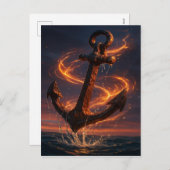Fiery Rustic Anchor – Nautical Fantasy Wall Art Feestdagenkaart (Voorkant / Achterkant)