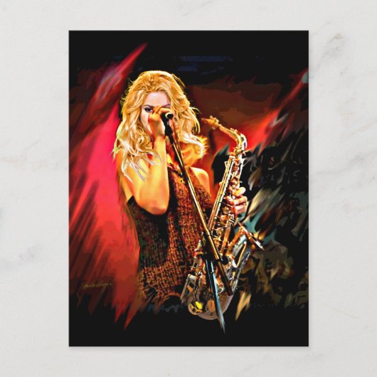 Fiery Saxophone Player Briefkaart (Voorkant)