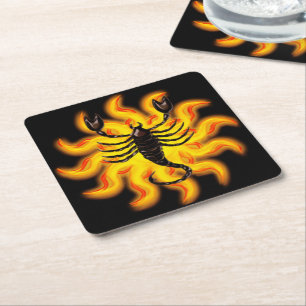 Fiery Scorpio Vierkante Kartonnen Onderzetter