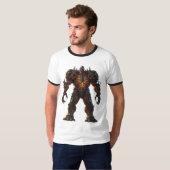 Fiery Skull Armour Dark Fantasy Sci-Fi Creature T-shirt (Voorkant volledig)