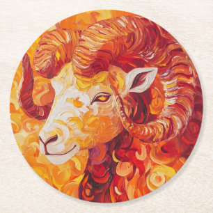 Fiery Solar Capricorn Spirit Ronde Kartonnen Onderzetter