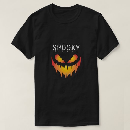 Fiery Spooky Face – Halloween Graphic Design T-shirt (Design voorkant)