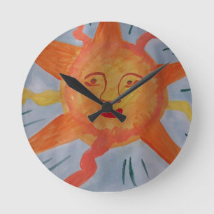 Fiery Sun Wall Clock Ronde Klok