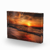 Fiery Sunset Ocean Waves Fotoblokken (Rechts)