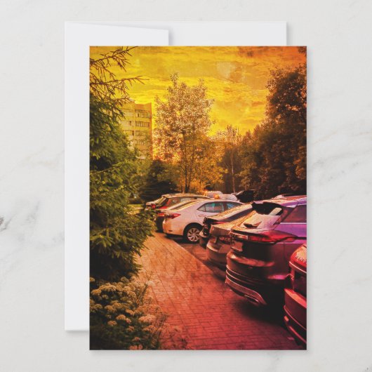 Fiery Sunset Urban Invitation – Customizable Kaart (Voorkant)