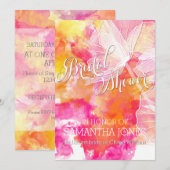 FIERY SUNSET WATERVERF HOLLYHOCK WEDING KAART (Voorkant / Achterkant)