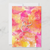 FIERY SUNSET WATERVERF HOLLYHOCK WEDING SAVE THE DATE (Achterkant)