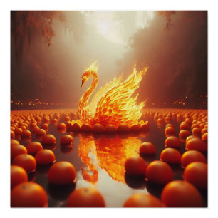 Fiery Swan: Een vlam van elegantie en kracht 🦢🔥� Perfect Poster