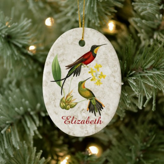 Fiery Topaz Hummingbird Keramisch Ornament (Boom)