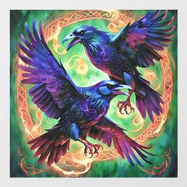 Fiery Two Ravens Raamsticker