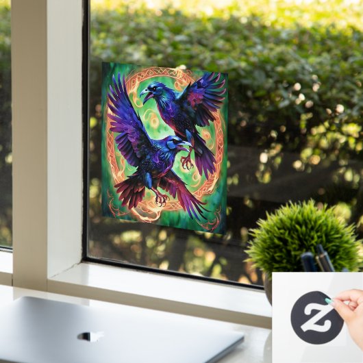 Fiery Two Ravens Raamsticker (Kantoor)