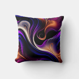 Fiery Waves - Bold Purple, Orange - Gold Abstract Kussen