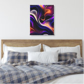 Fiery Waves - Vet Paarse, Sinaasappel, Goud Abstra Canvas Afdruk (Insitu (Slaapkamer))