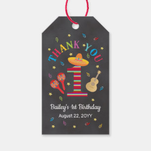 Fiesta 1e verjaardag krijtbord cadeaulabel