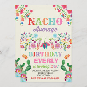 Fiesta 1st Birthday Uitnodiging Nacho Gemiddelde P