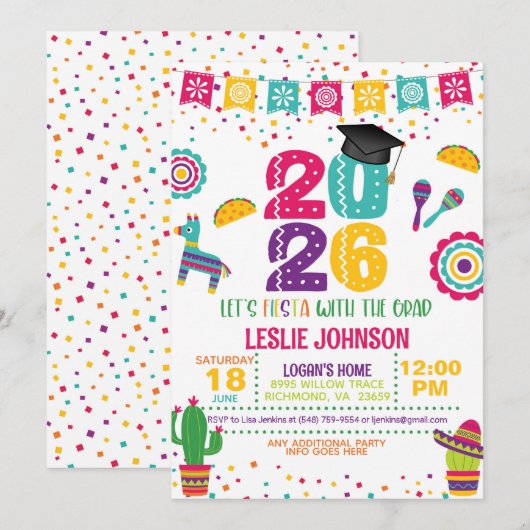 Fiesta 2026 Graduation Invitation (Devant / Derrière)