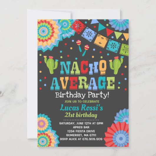 Fiesta 21st Birthday Invitation Nacho Gemiddelde 2 Kaart (Voorkant)