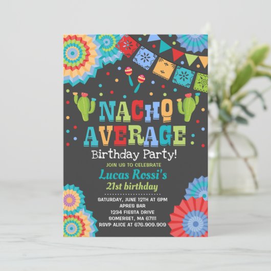 Fiesta 21st Birthday Invitation Nacho Gemiddelde 2 Kaart (Staand voorkant)