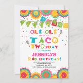 Fiesta 2e anniversaire Invitation Taco fête du Two (Devant)