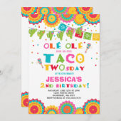 Fiesta 2e anniversaire Invitation Taco fête du Two (Devant / Derrière)
