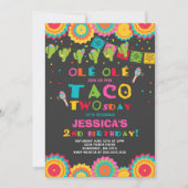 Fiesta 2e anniversaire Invitation Taco fête du Two (Devant)